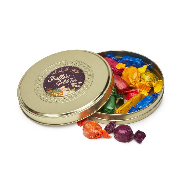 Winter Collection `25 – Shallow Gold Treat Tin – Quality Street