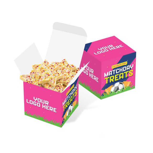 Matchday Treats – Eco Maxi Cube – White Choc Jazzie Stars