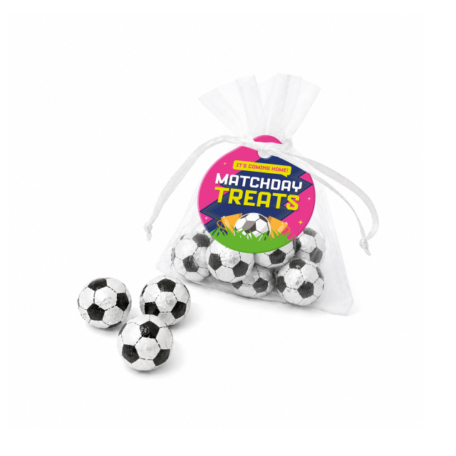 Matchday Treats – Organza Bag – Chocolate Footballs