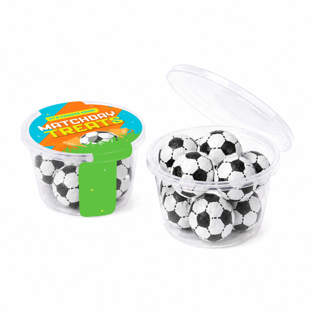 Matchday Treats – Eco Maxi Pot – Chocolate Footballs